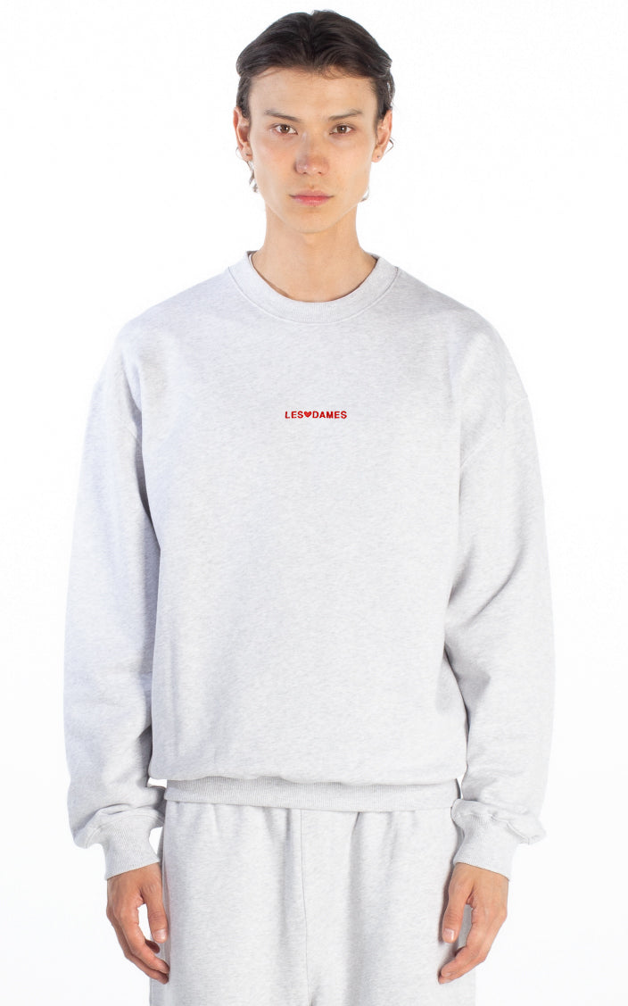 LE CREWNECK DAME DE COEUR GRIS